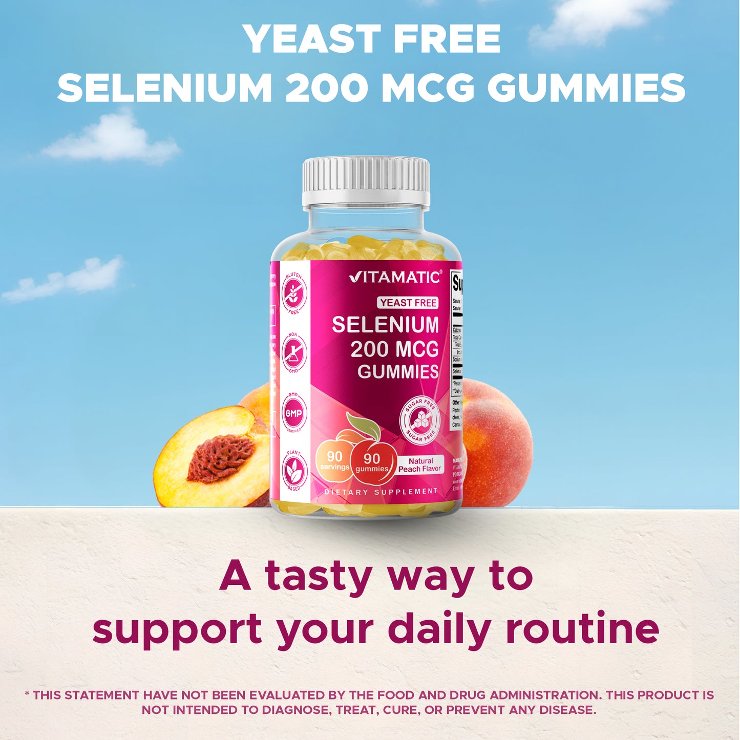 Sugar Free Yeast Free Selenium 200 mcg - 90 Gummies