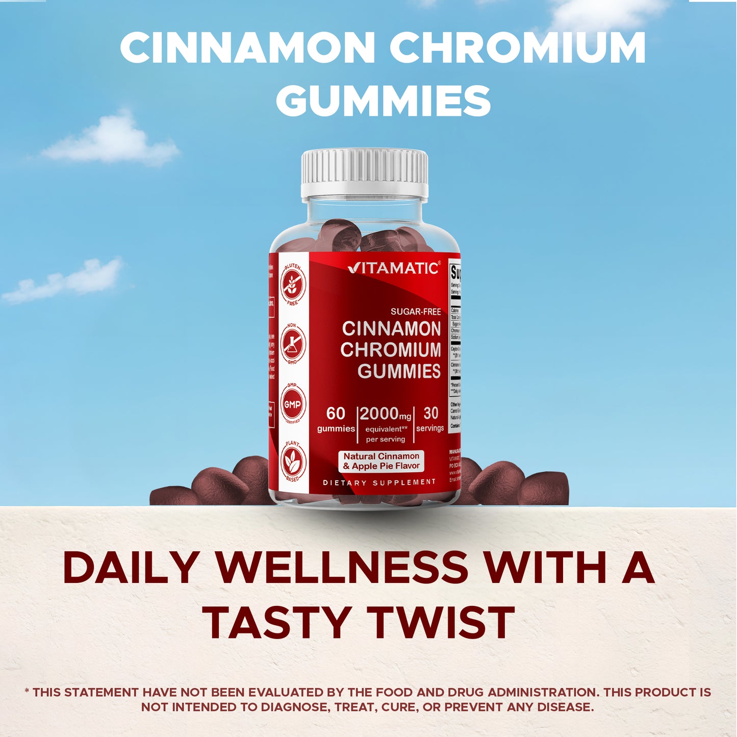 Sugar Free Cinnamon with Chormium 60 Gummies
