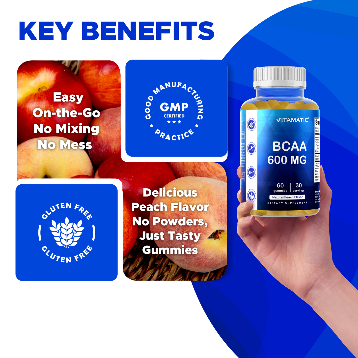 BCAA 600mg - 60 Vegan Pectin Based Gummies