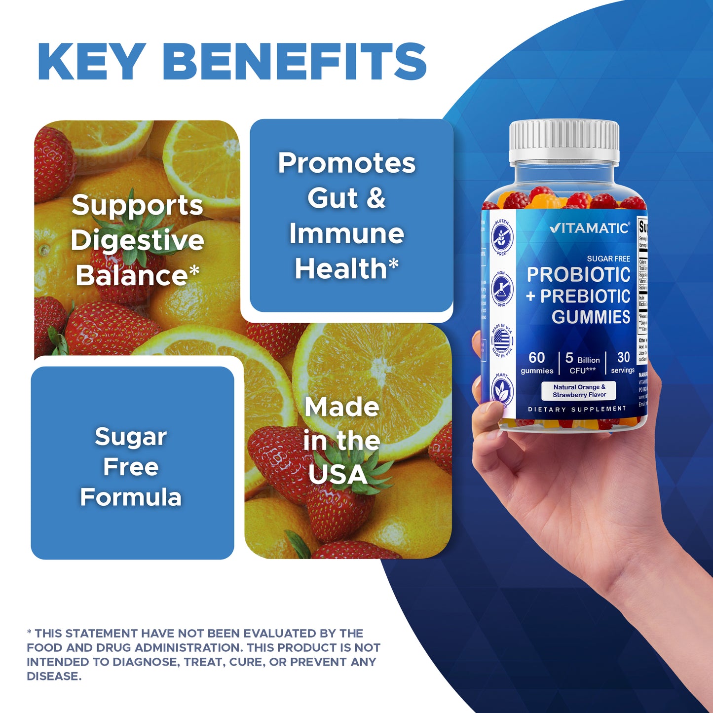 Sugar Free Probiotic 5 Billion - 60 Vegan Gummies