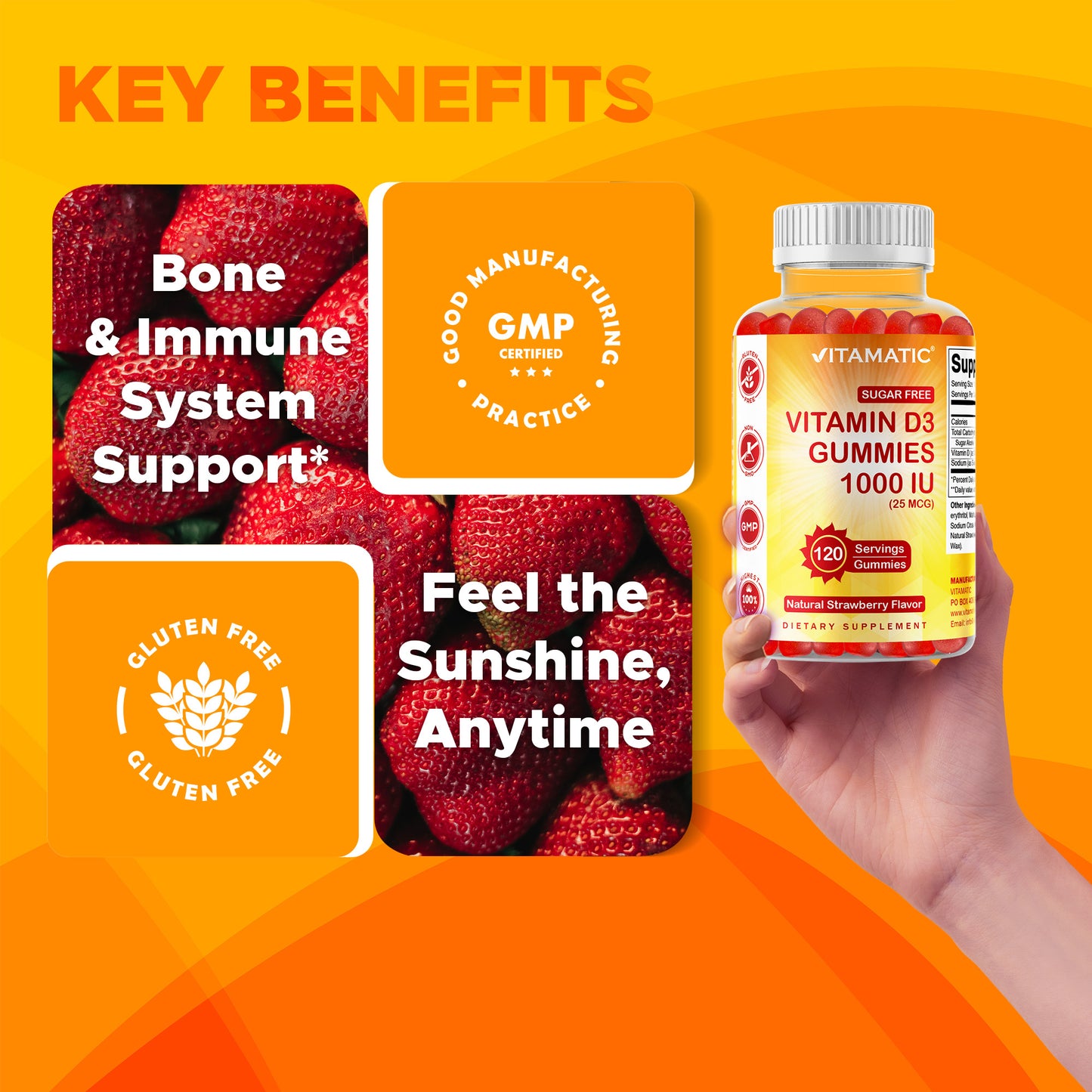 Sugar Free Vitamin D3 1000 IU - 120 Gummies