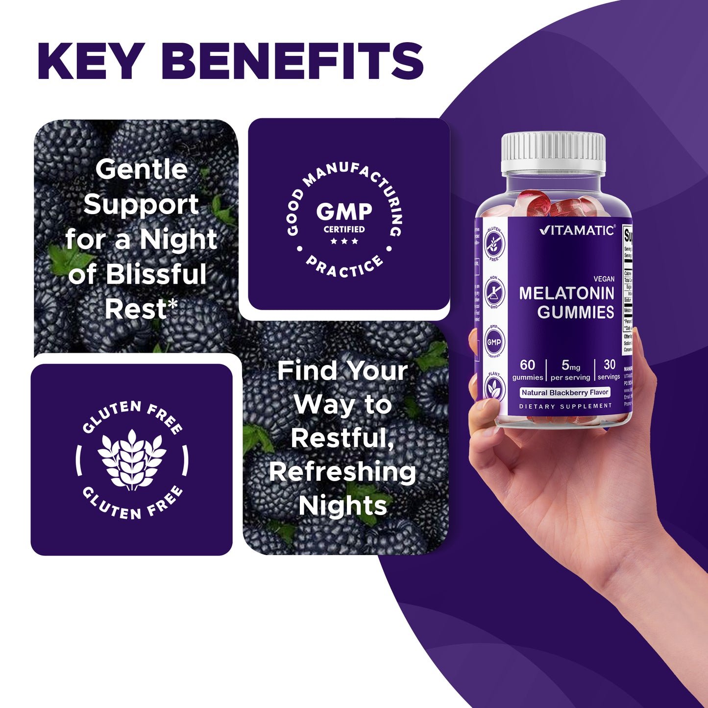 Melatonin 5 mg 60 Vegan Gummies