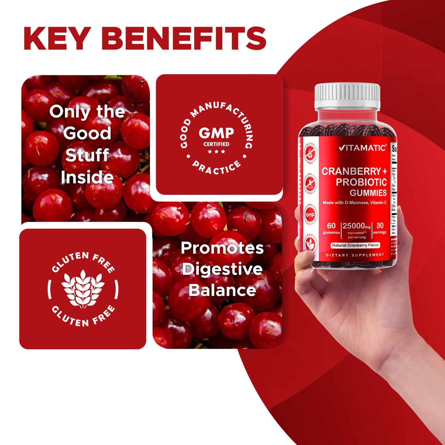 Cranberry with Probiotics 25000mg 60 Vegan Gummies