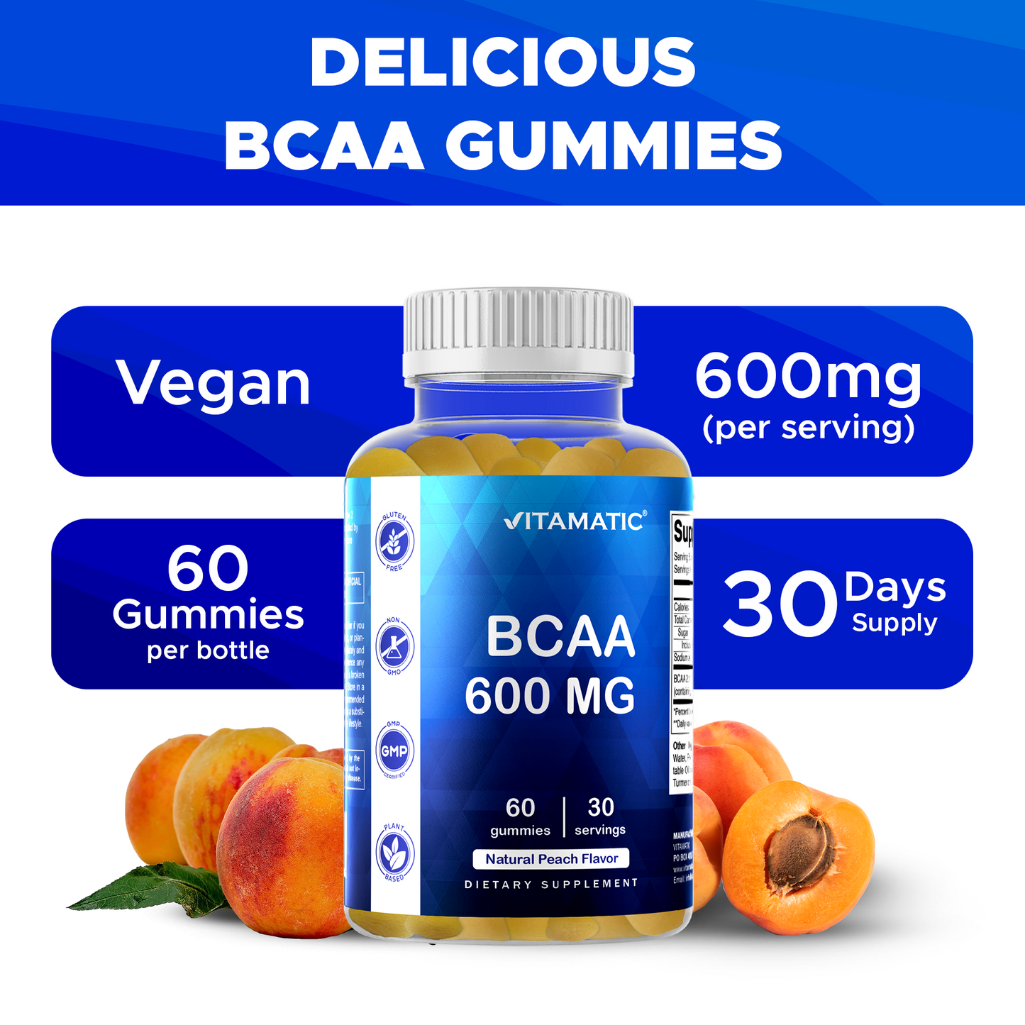 BCAA 600mg - 60 Vegan Pectin Based Gummies
