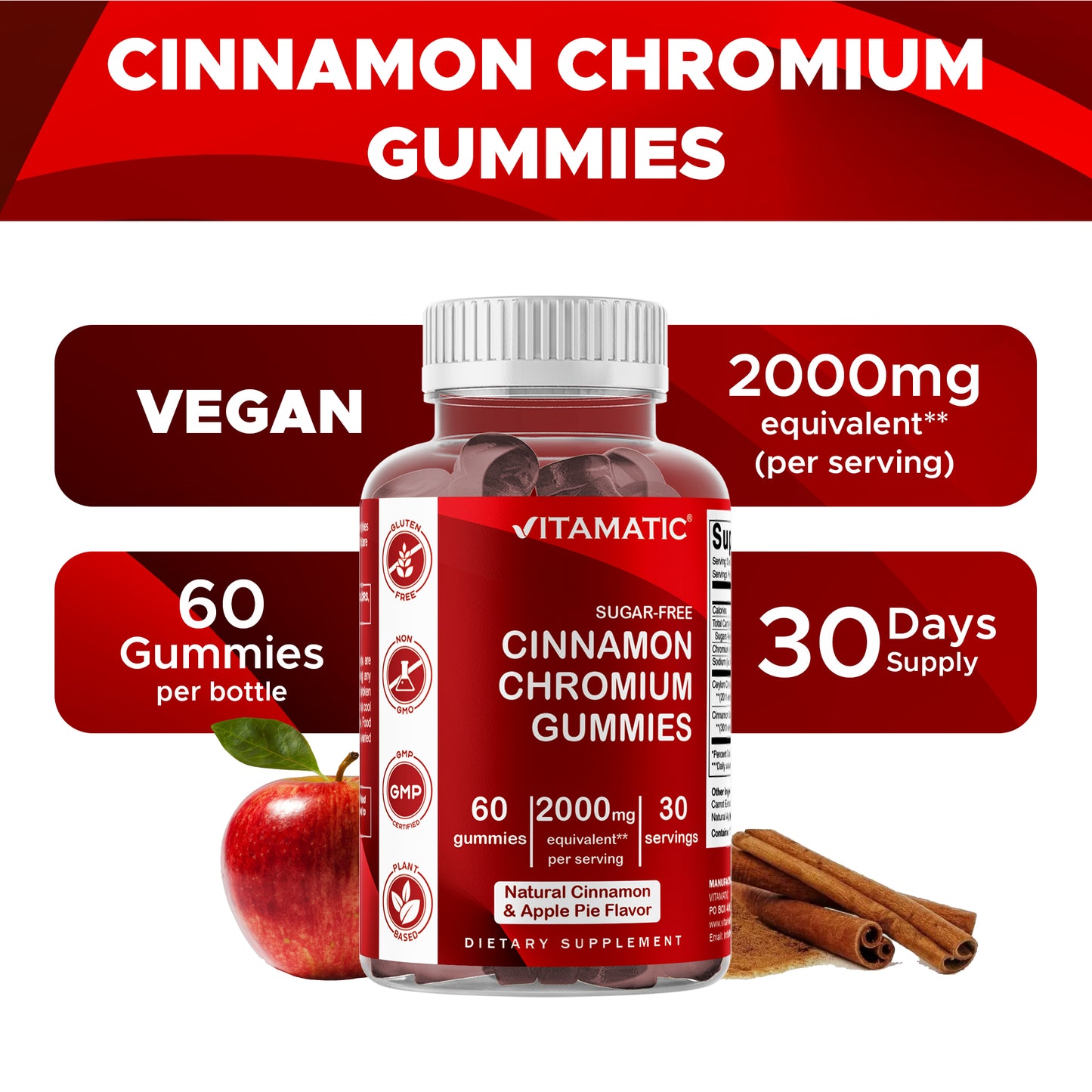 Sugar Free Cinnamon with Chormium 60 Gummies