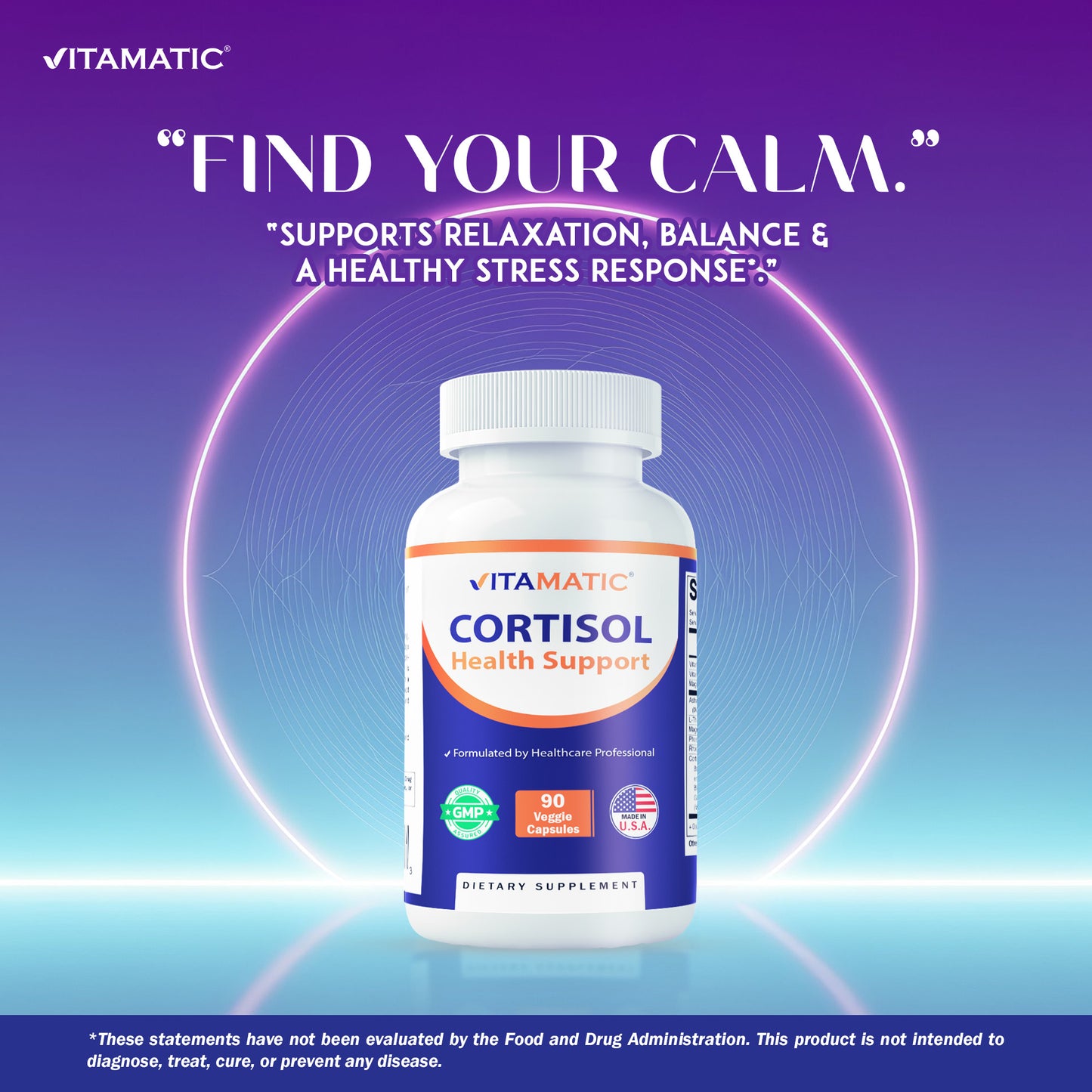 Cortisol Health Support - 90 Veggie Capsules- Made with Adaptogenic Blend with Ashwagandha, Rhodiola, Magnolia, L-Theanine, Phosphatidylserine