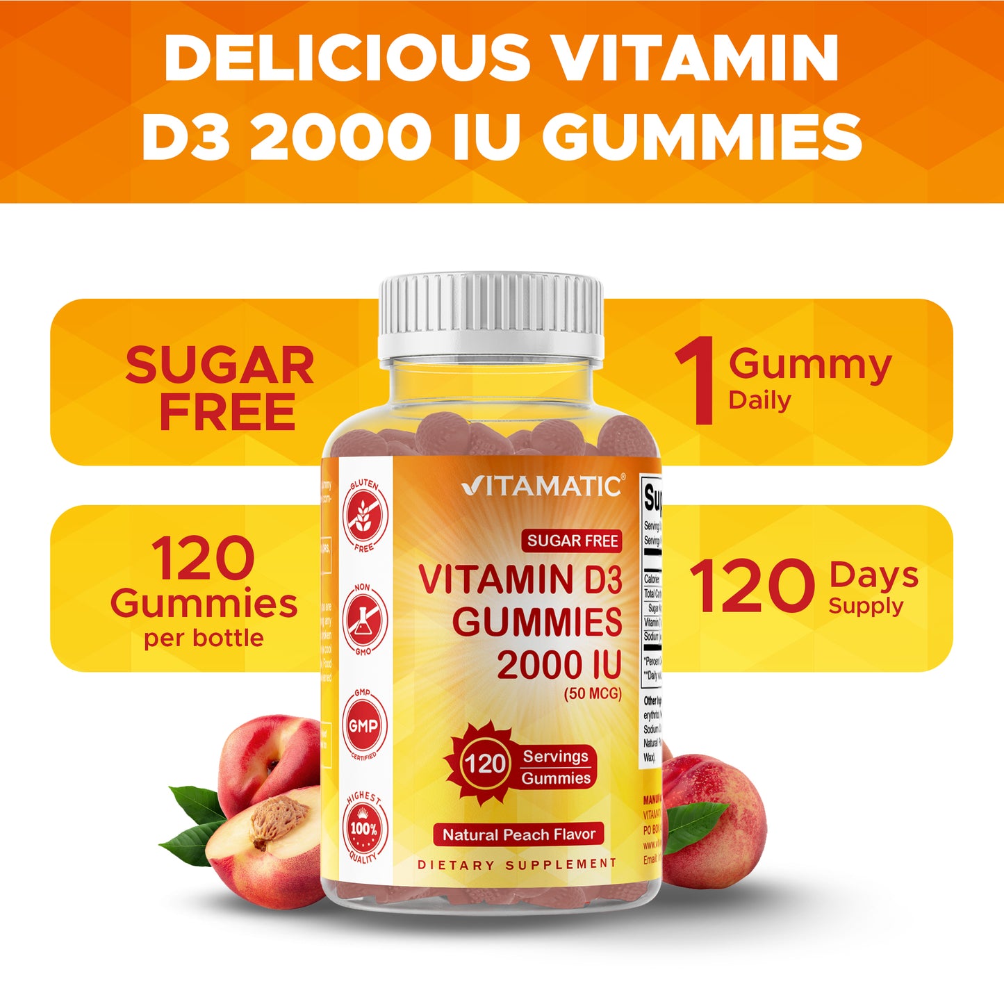 Sugar Free Vitamin D3 2000 IU - 120 Gummies
