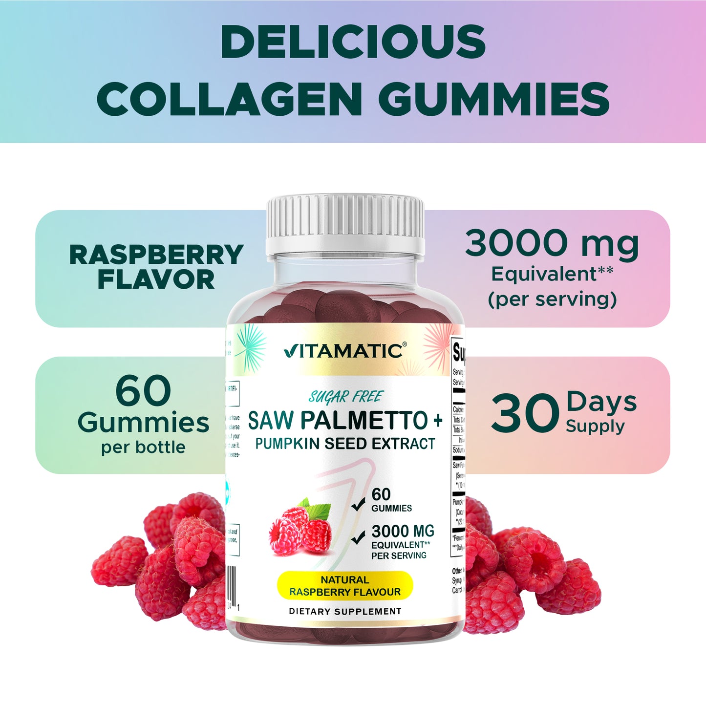 Sugar Free Saw Palmetto with Pumpkin Seed 3000 mg - 60 Gummies