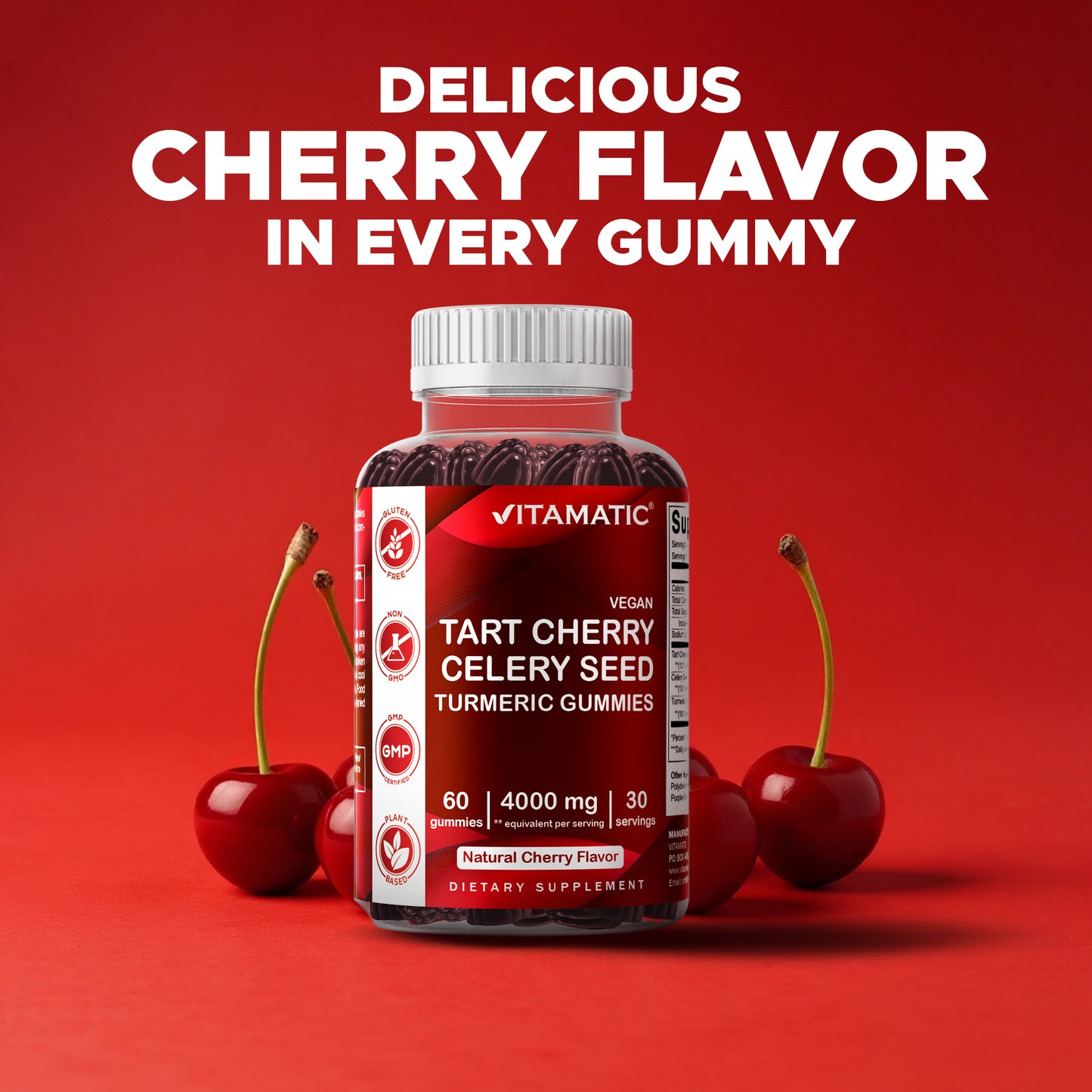 Tart Cherry with Celery Seed 4000 mg - 60 Vegan Gummies