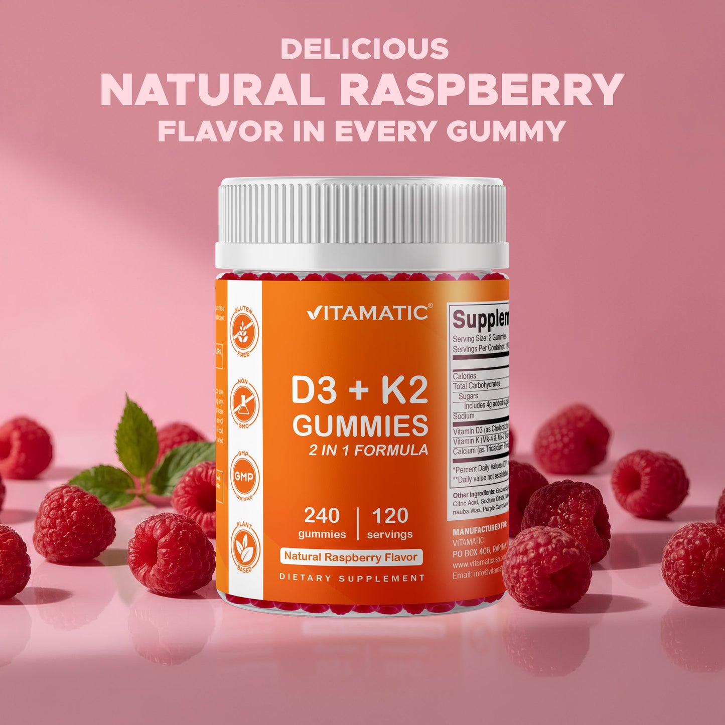 Vitamin D3 K2 with Calcium Gummies - 240 Count