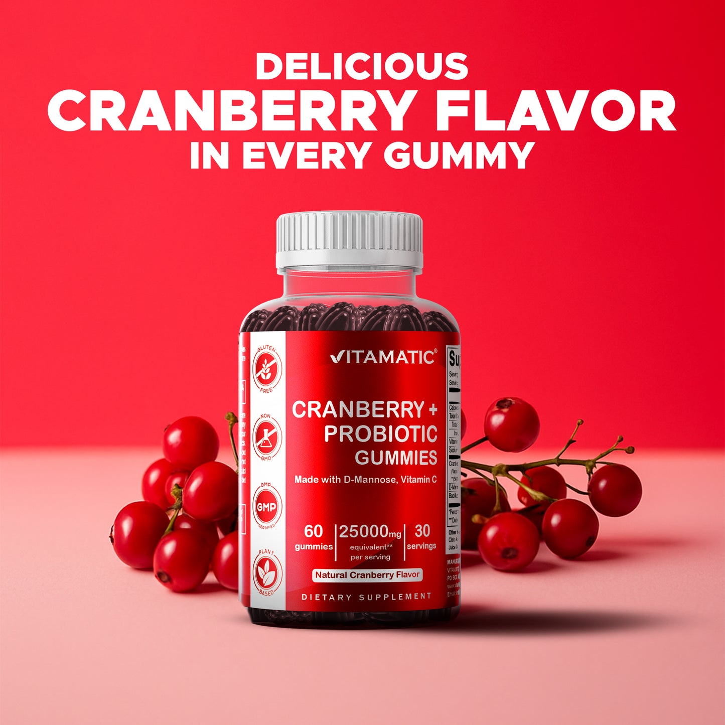 Cranberry with Probiotics 25000mg 60 Vegan Gummies
