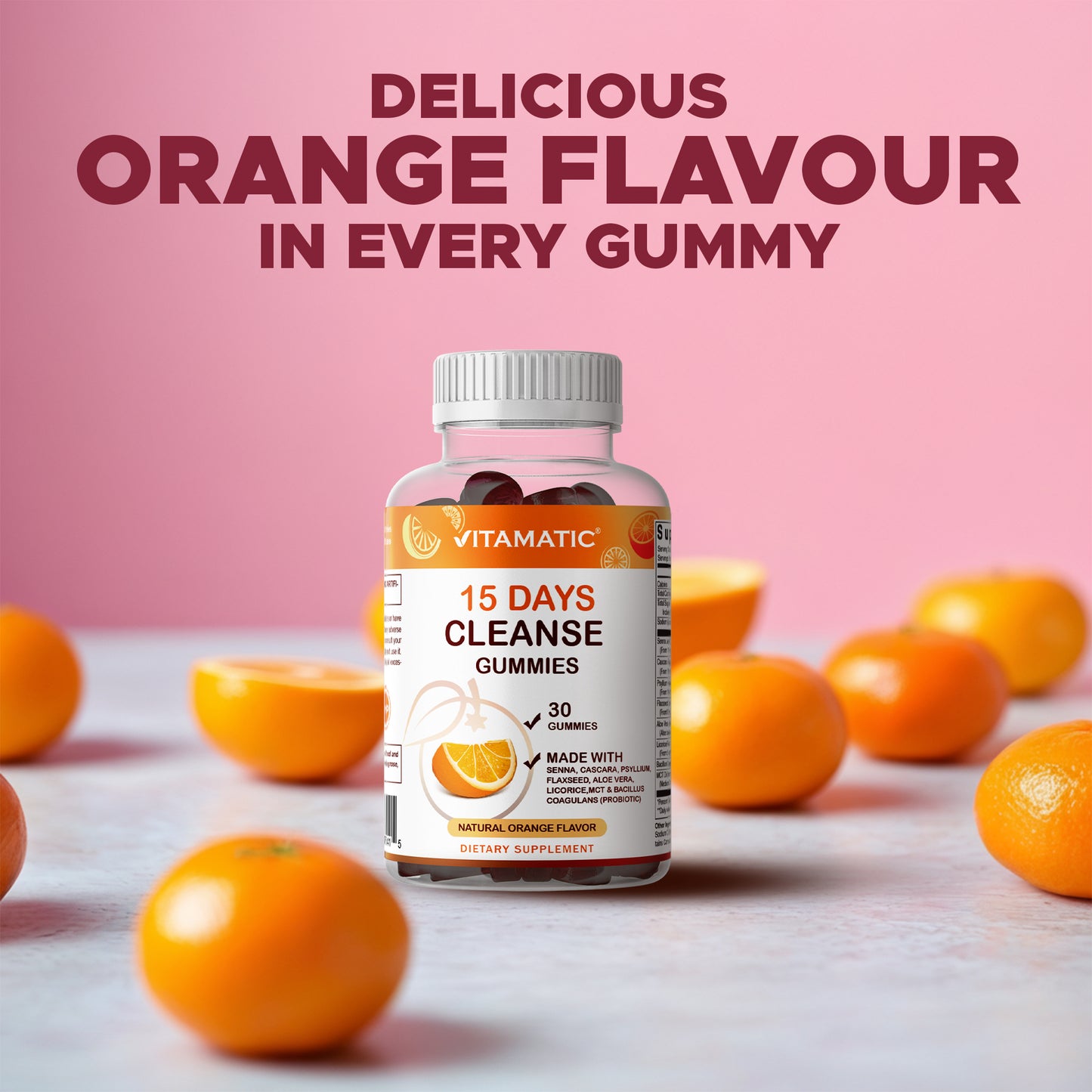 15 Day Cleanse Gummies, Senna, Cascara, Psyllium, Flaxseed, Aloe Vera, Licorice, MCT, Probiotic - 30 Gummies
