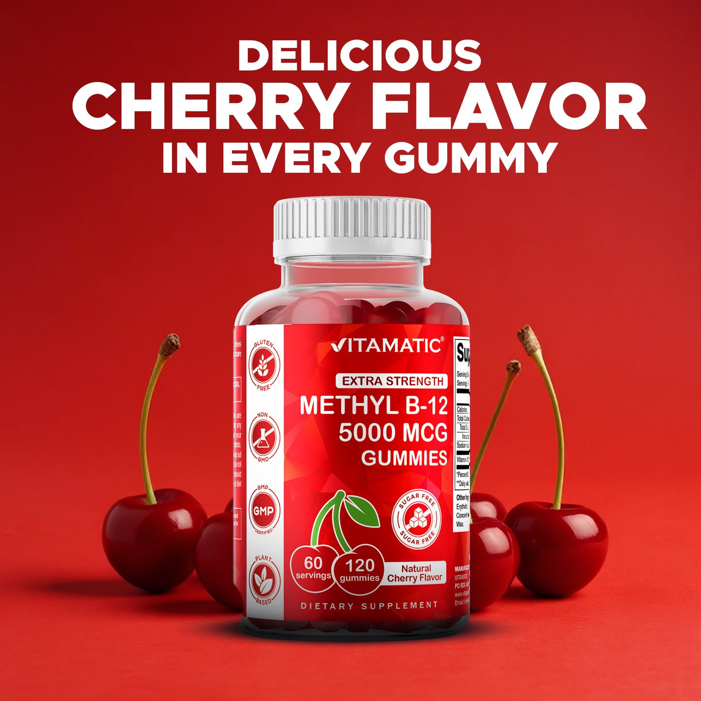 Sugar Free Methyl B12 5000 mcg - 120 Vegan Gummies