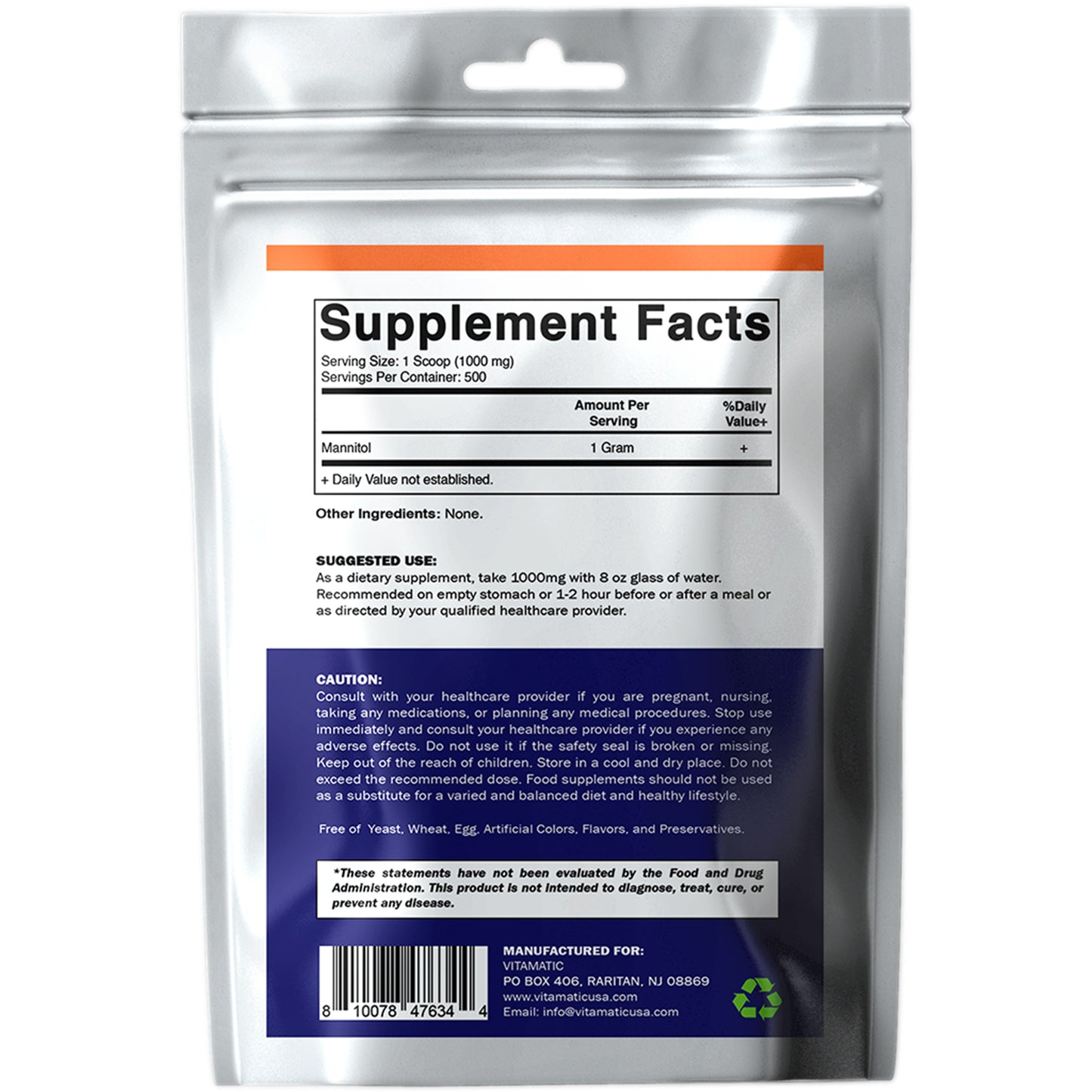 Vitamatic Mannitol Powder-1000 mg per Servings