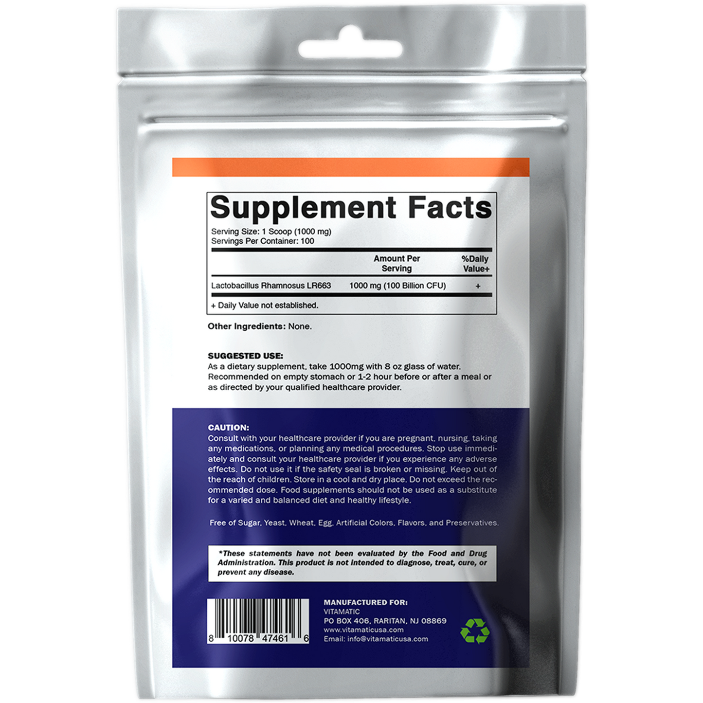 Lactobacillus Rhamnosus Probiotic Powder Digestive Health Support 100 Gram - 100 Servings