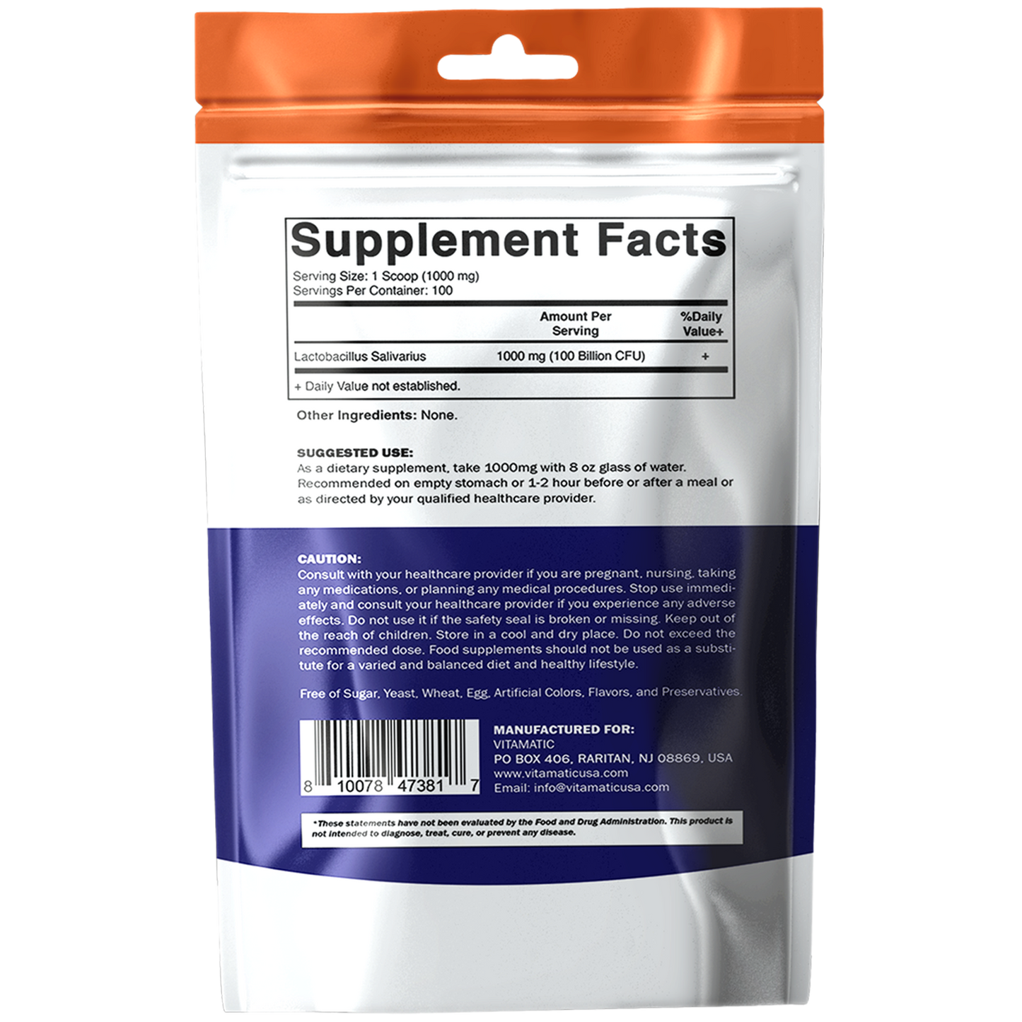 Lactobacillus Salivarius Probiotic Powder | 100 Gram (3.5 OZ)