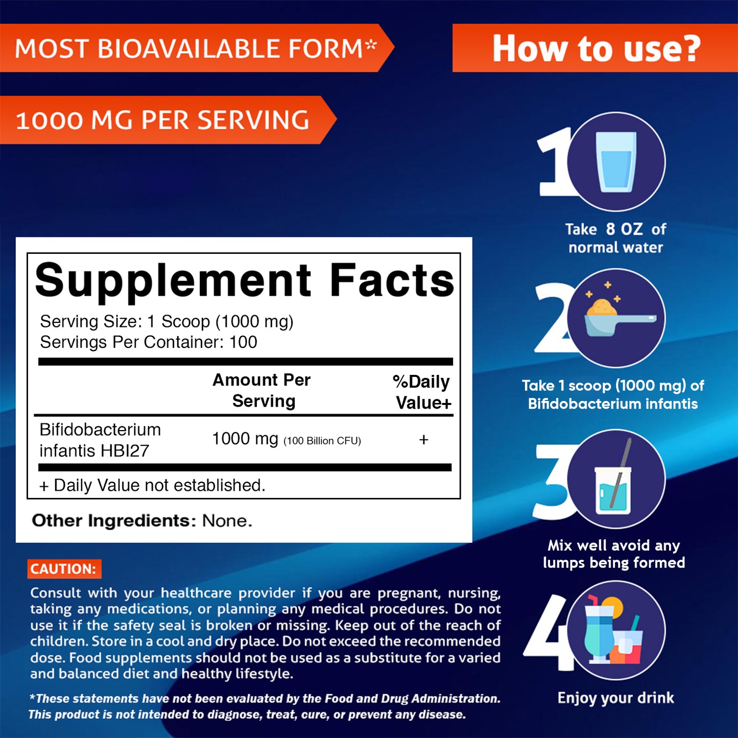 Bifidobacterium Infantis Probiotic Powder - 100 Gram - 100 Servings