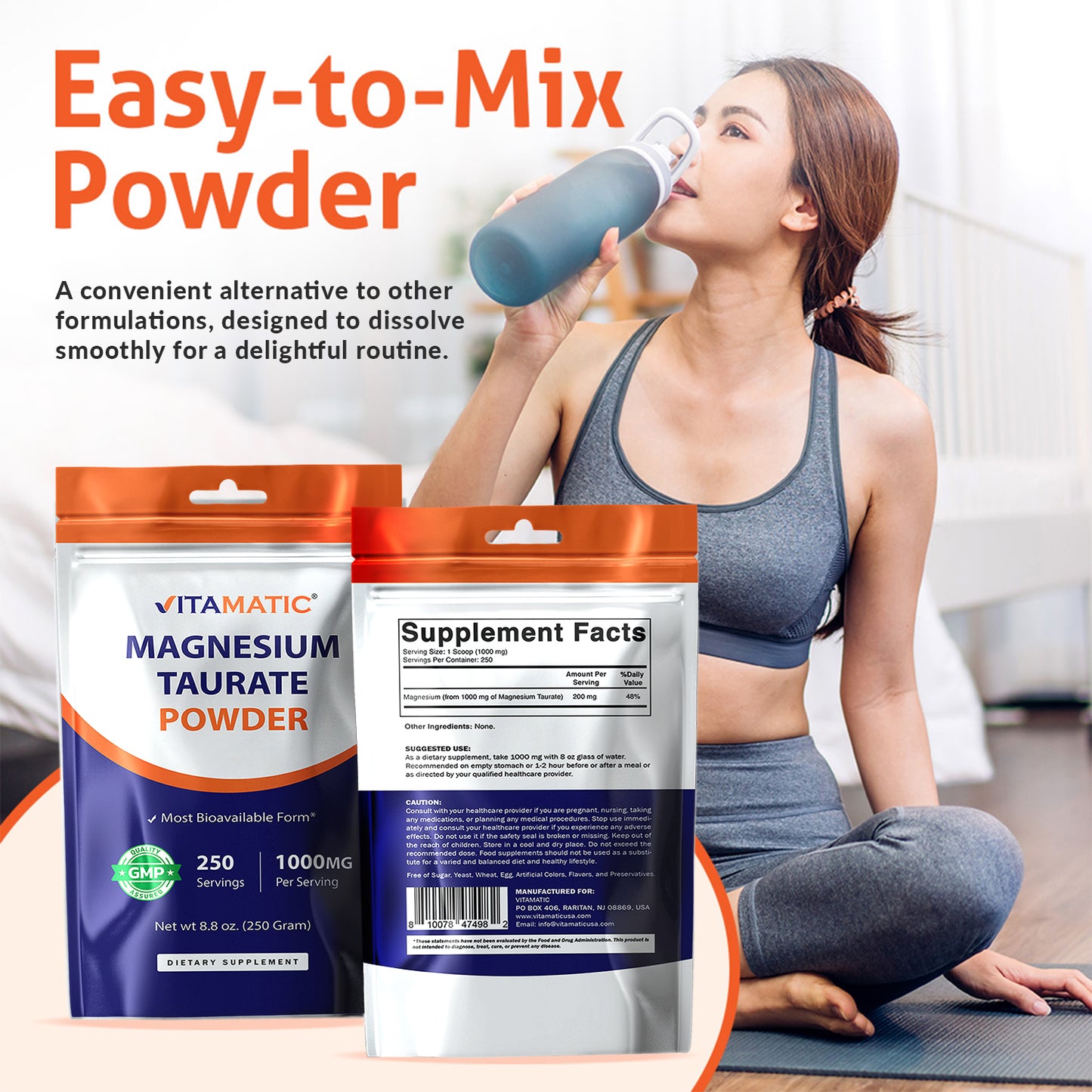 Magnesium Taurate 250gram Powder - 250 Servings