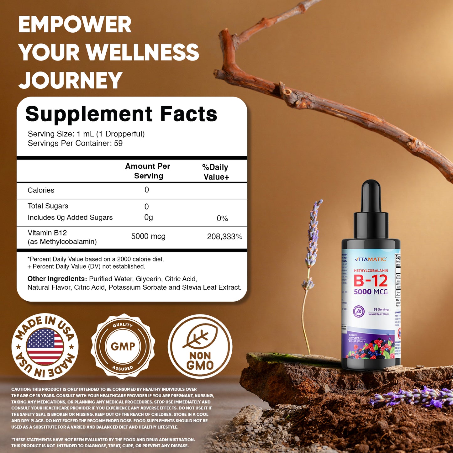 Liquid B12 Methyl B12 5000 mcg 2 OZ