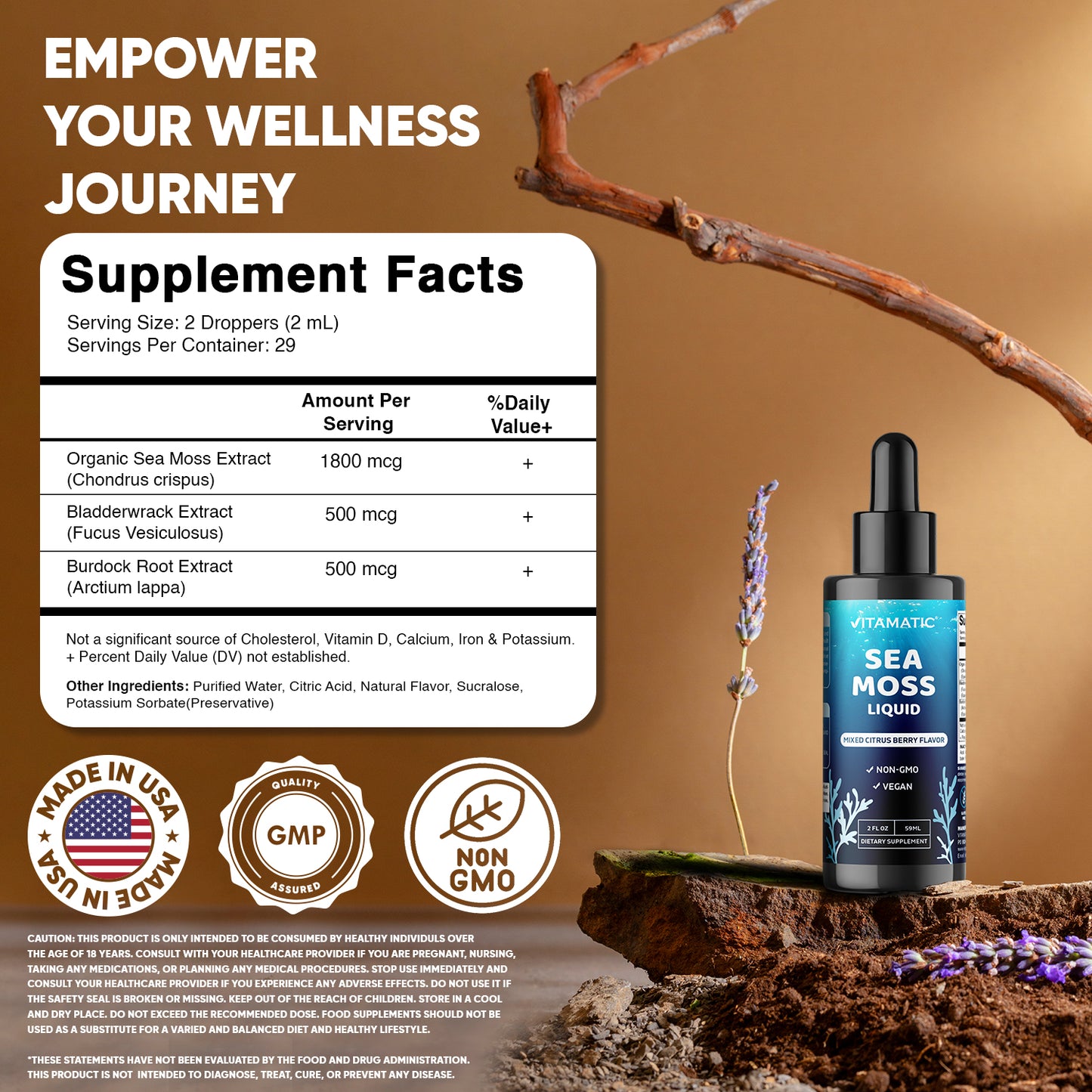 Liquid Organic Irish Sea Moss 2800 mg 2 FL OZ