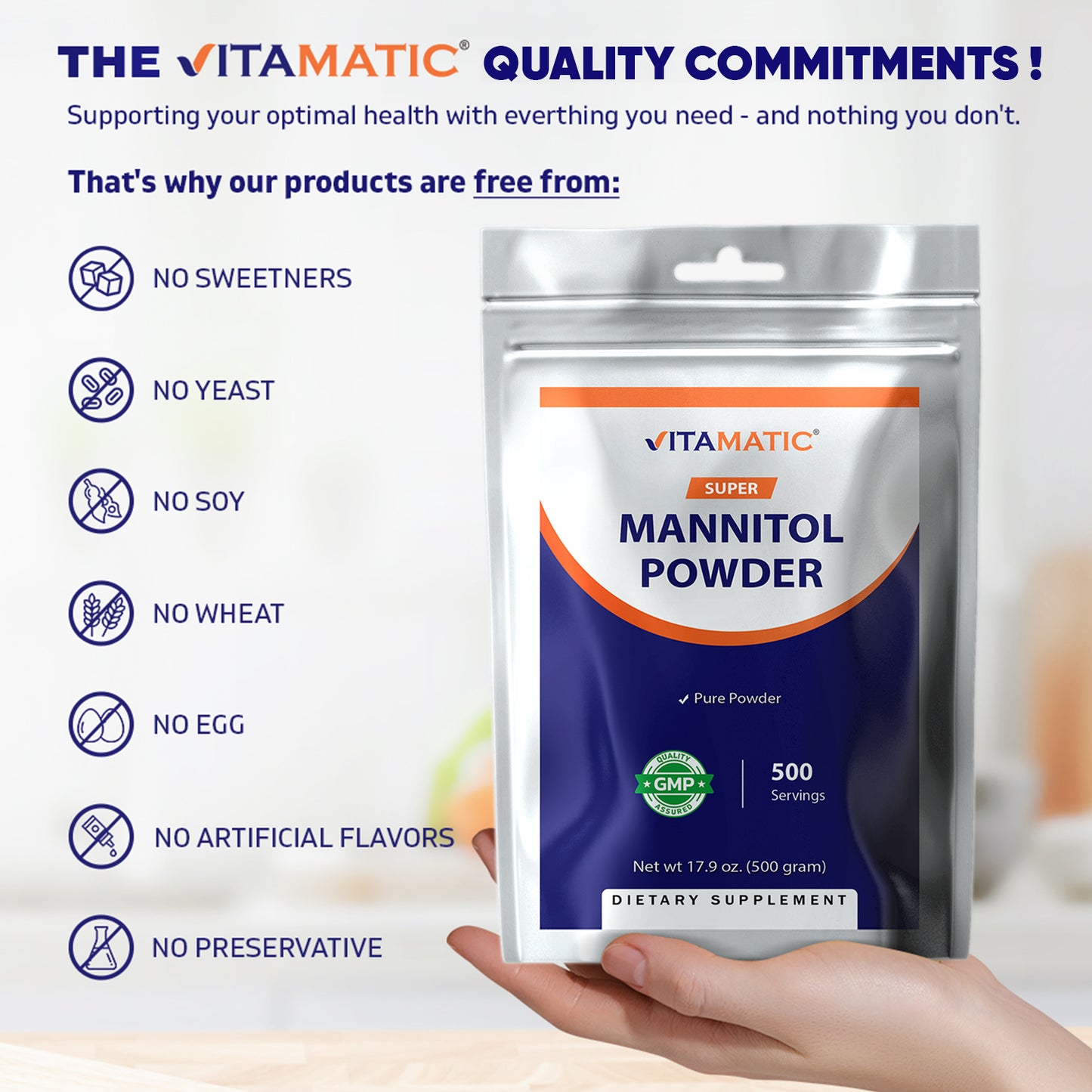 Vitamatic Mannitol Powder-1000 mg per Servings