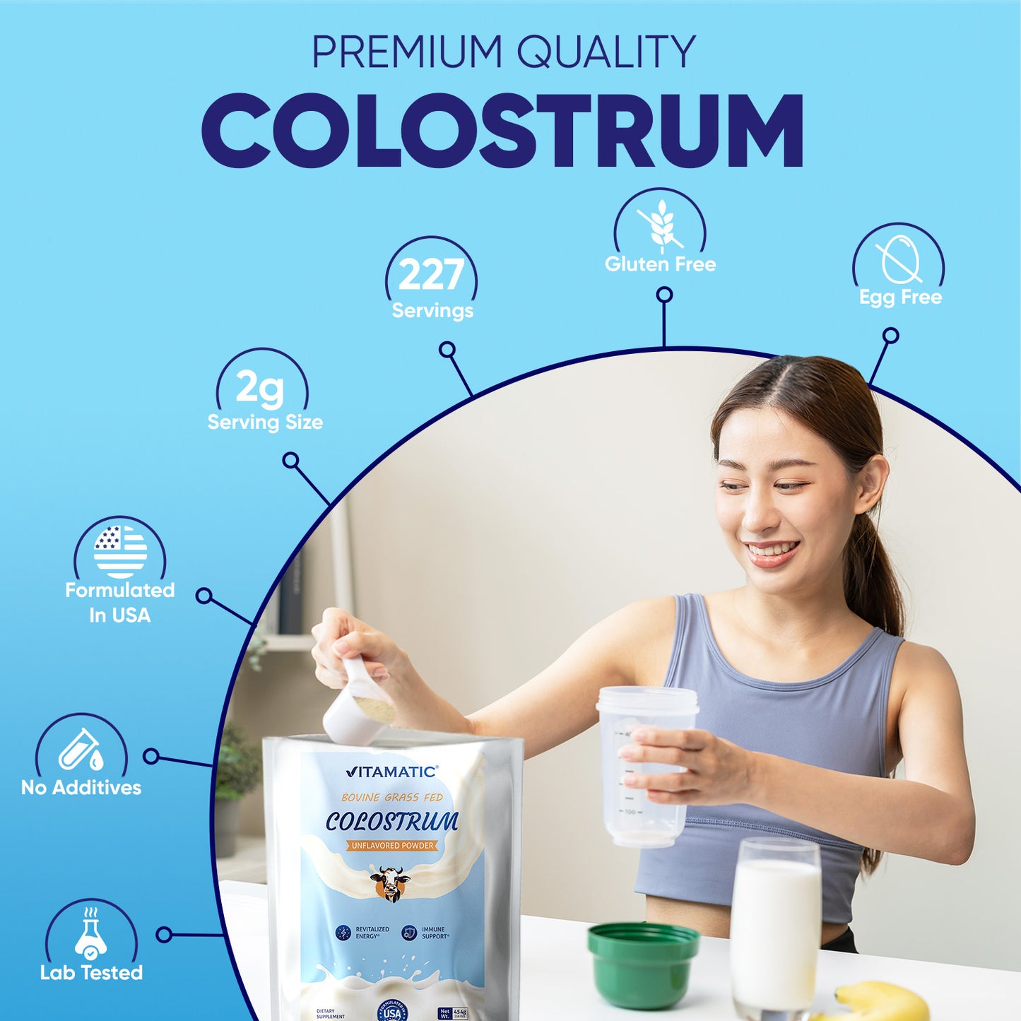 Bovine Colostrum 30% IgG Powder 16 0Z - 227 Servings (Unflavored)