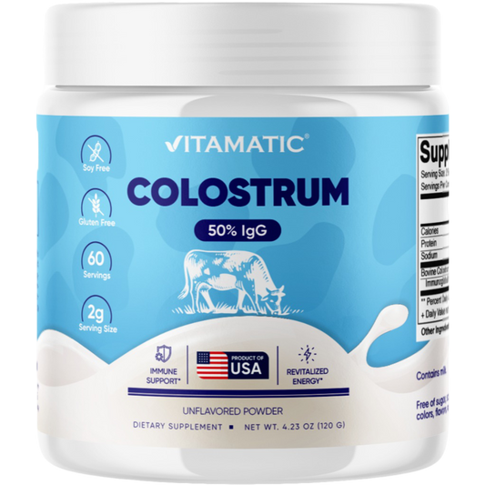 Bovine Colostrum Powder - 50% Highest IgG - 120 Gram - 60 Servings (Unflavored)