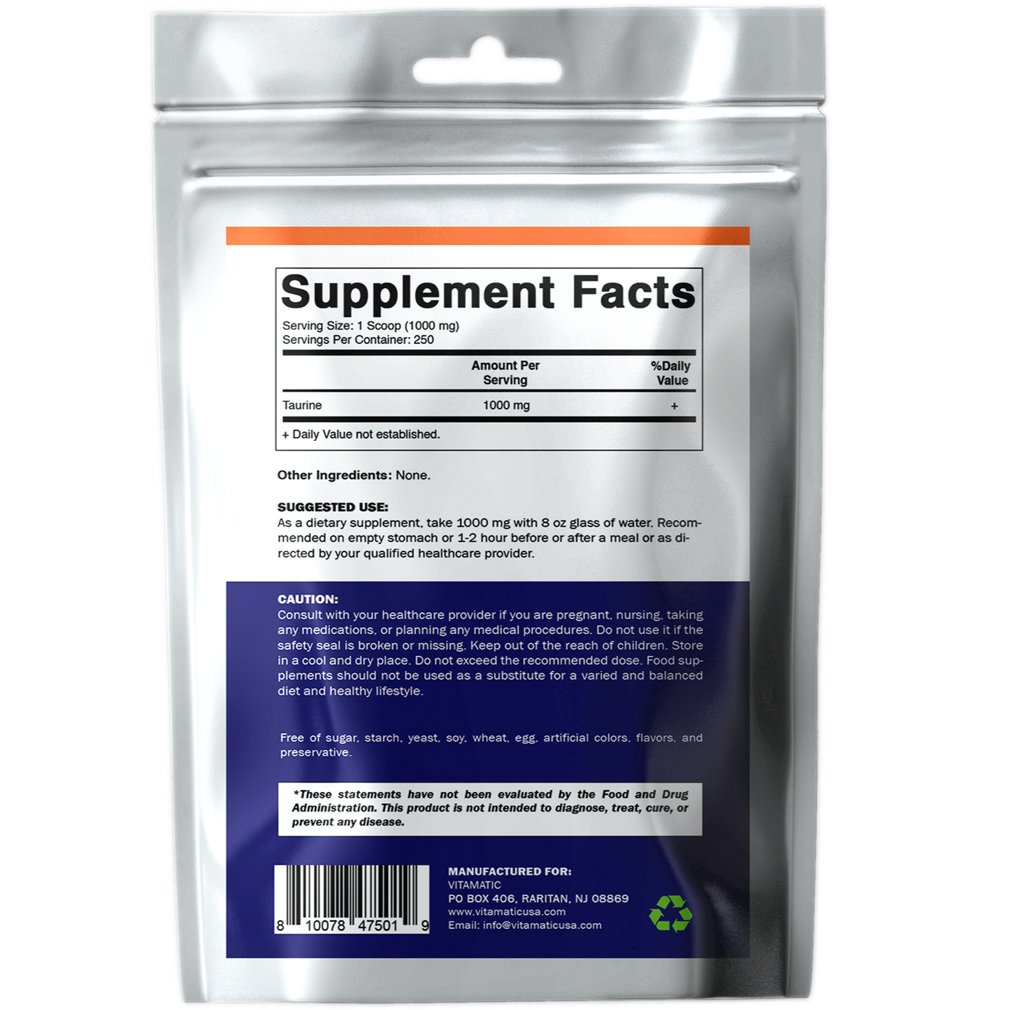Pure Taurine 1000mg 250 Servings