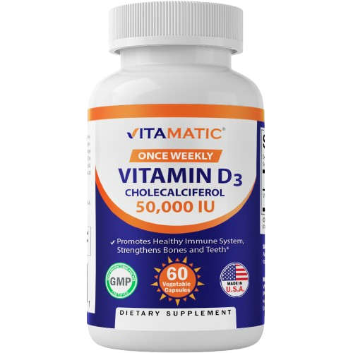 Vitamin D3 50000 IU Weekly Dose - 60 Veggie Capsules