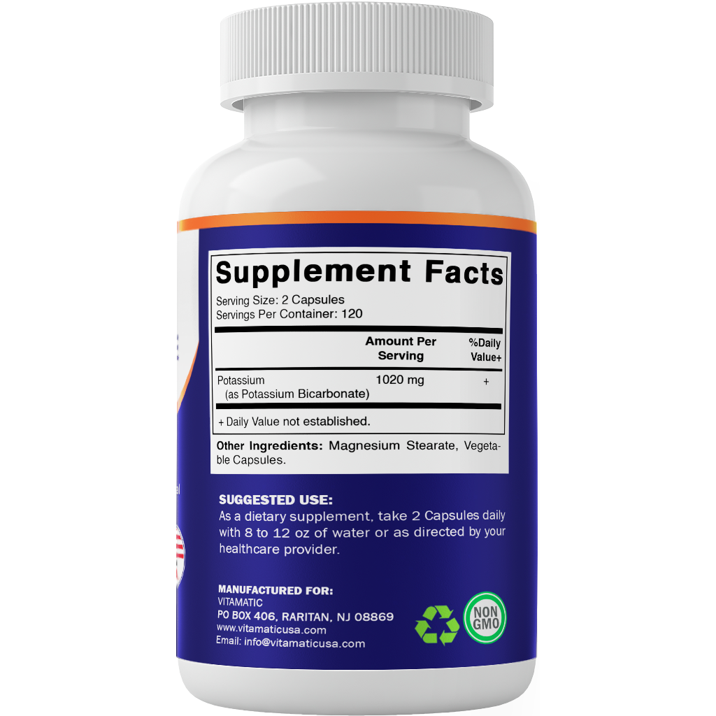Potassium Supplement 1020 mg | 240 Vegetable Capsules