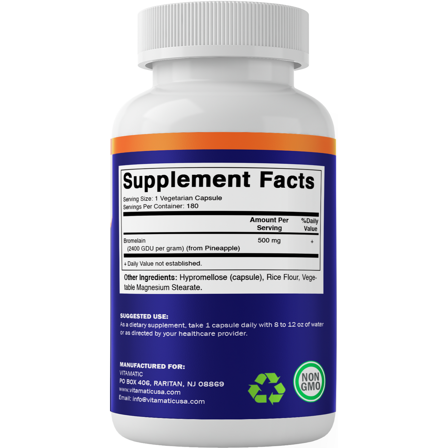Bromelain 500mg (2400 GDU/gram) - 180 Capsules