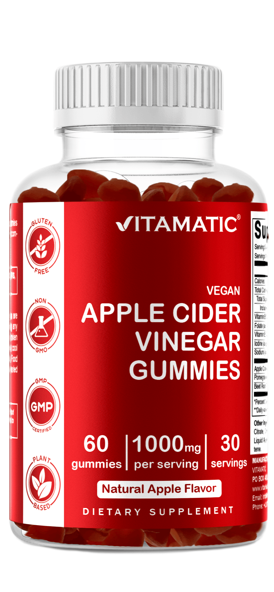Apple Cider Vinegar 1000mg 60 Vegan Gummies