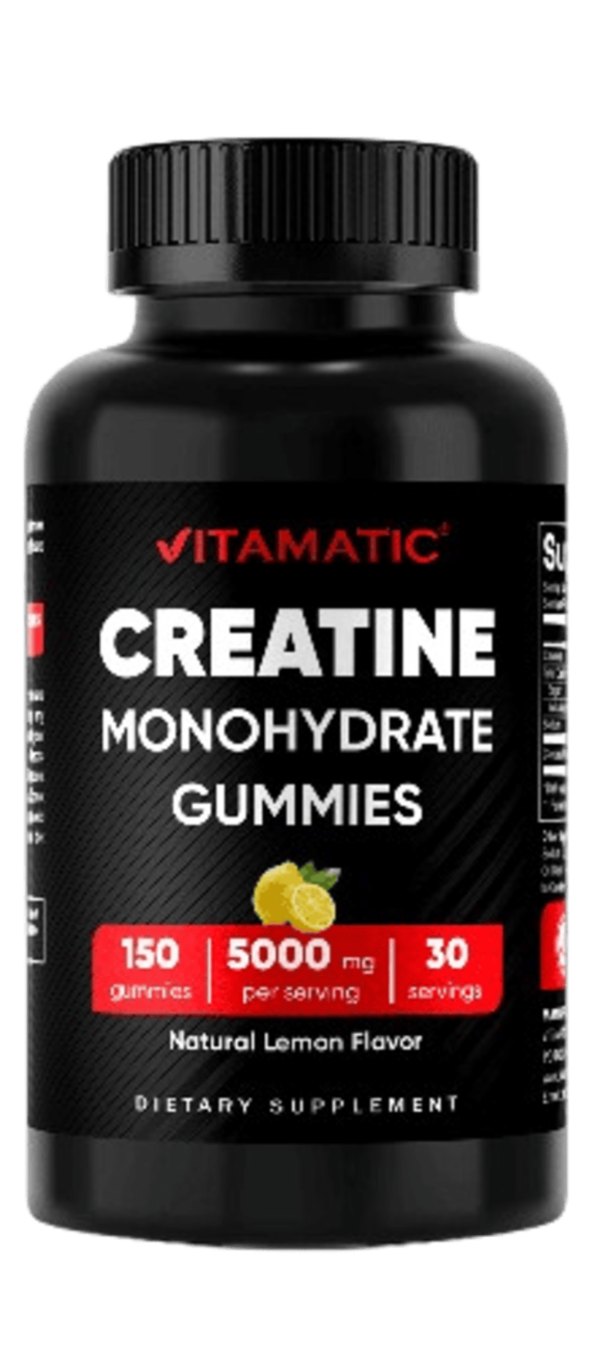 Vitamatic Creatine Gummies 5000mg per Serving Natural Lemon Flavor – 150 Gummies