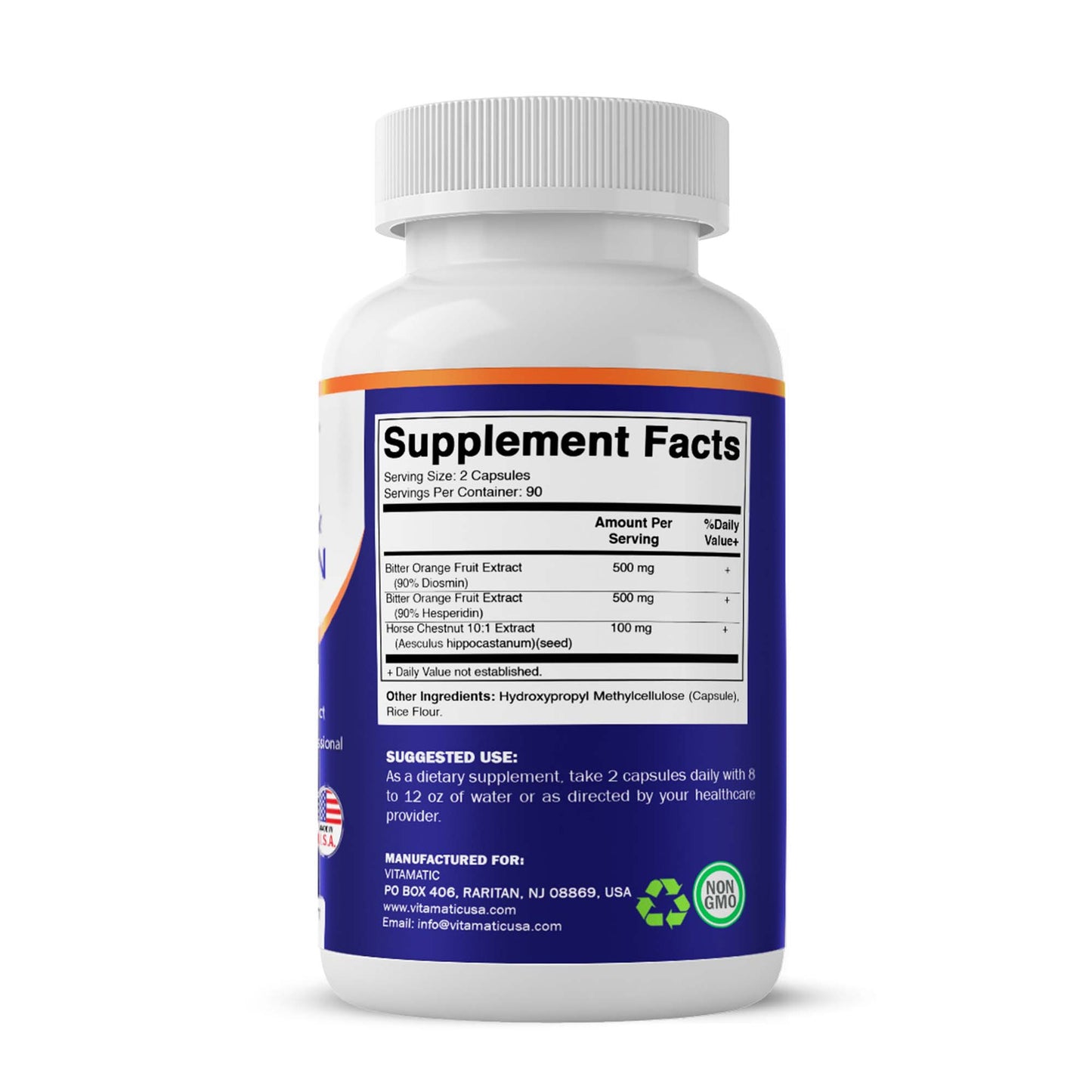 Diosmin Hesperidin 1000mg with Horse Chestnut Extract 100 mg – 180 Capsules – Citrus Bioflavonoids Complex – Non-GMO – Made in USA