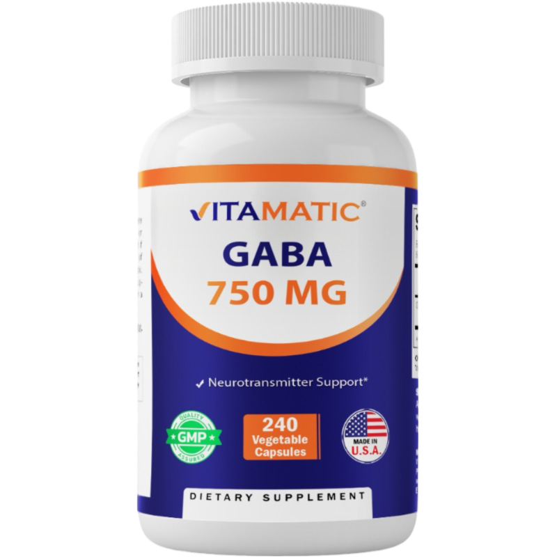 GABA (Gamma Aminobutyric Acid) 750mg - 240 Vegetable Capsules