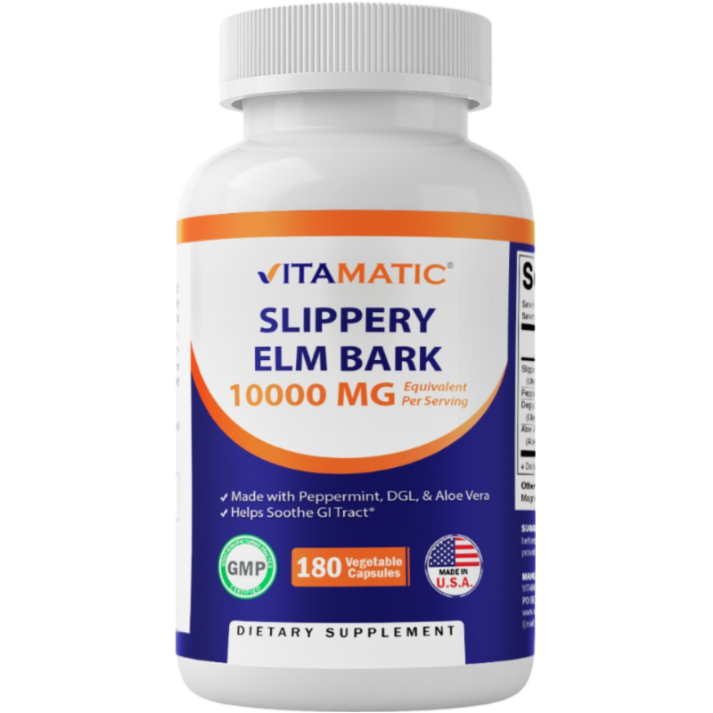 Slippery Elm Bark 10000mg - 180 Vegetarian Capsule