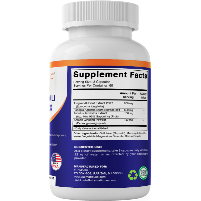 Tongkat Ali Extract 200 :1 Extract for Men (Longjack) Eurycoma Longifolia 1800 mg - 180 Capsules