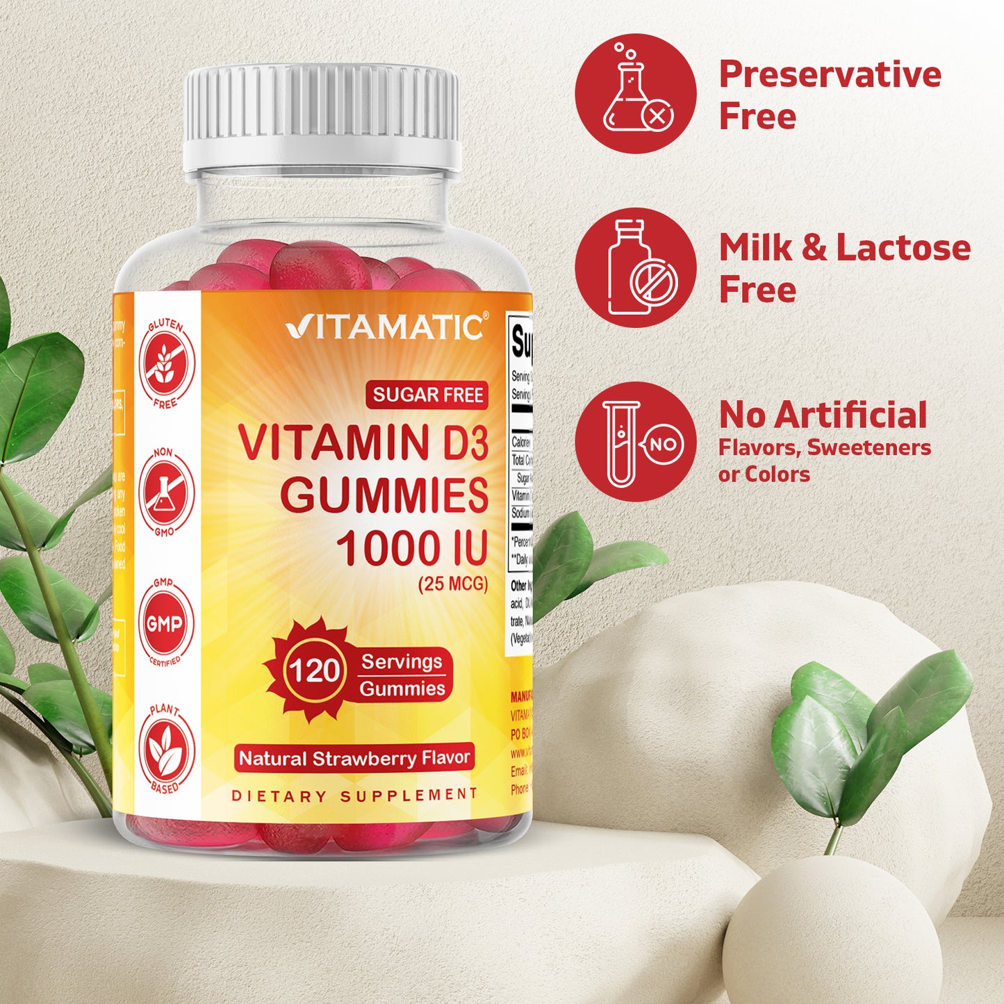 Sugar Free Vitamin D3 1000 IU - 120 Gummies
