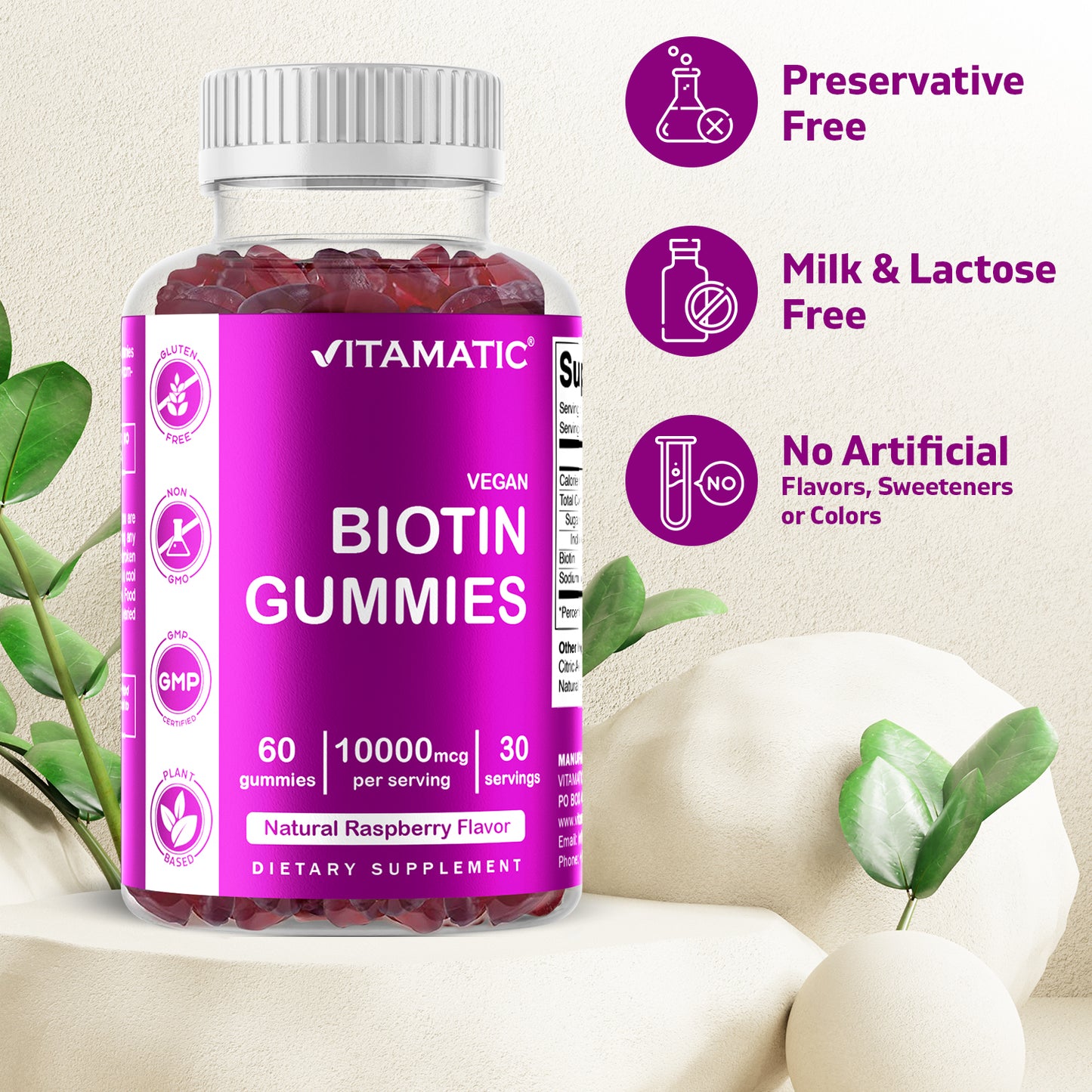 Biotin 10,000 mcg 60 Vegan Gummies