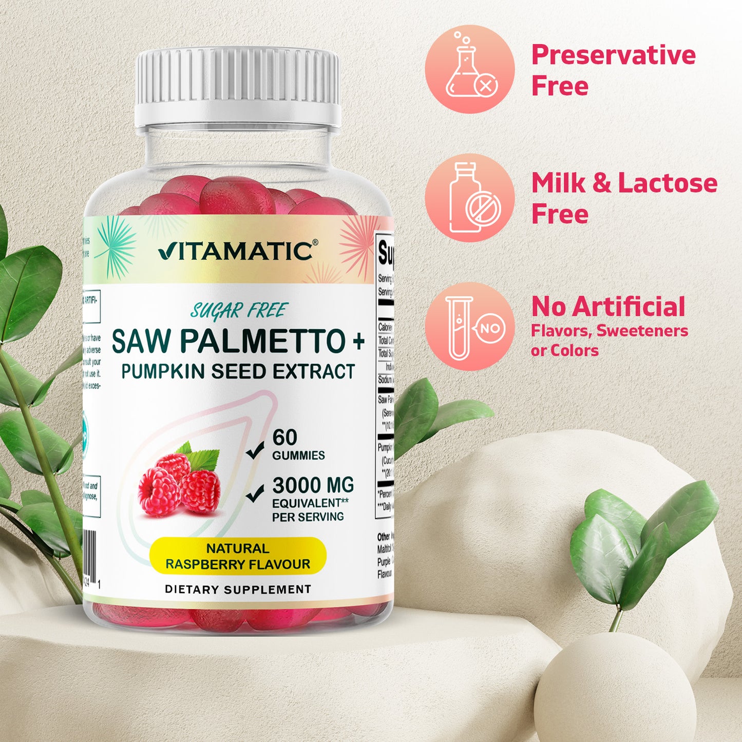 Sugar Free Saw Palmetto with Pumpkin Seed 3000 mg - 60 Gummies