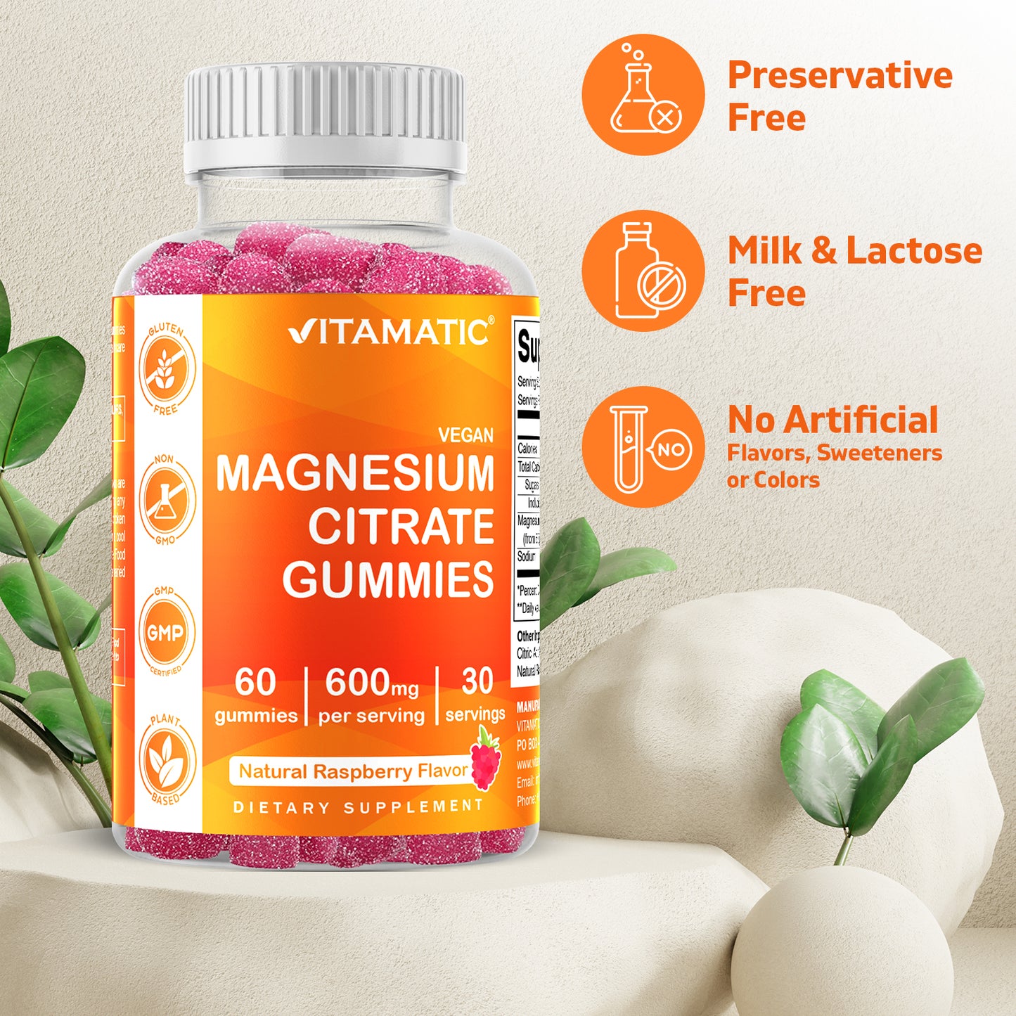 Magnesium Citrate 600mg 60 Vegan Gummies