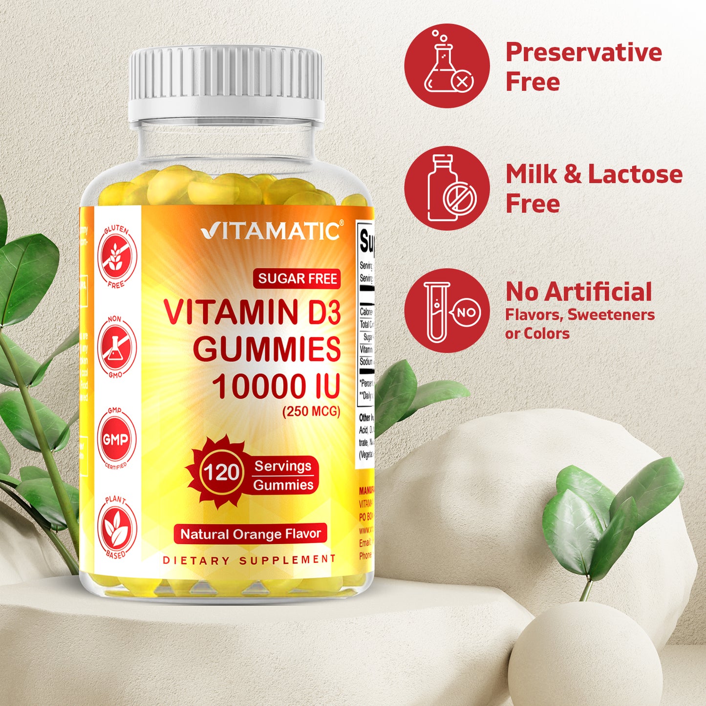 Sugar Free Vitamin D3 10000 IU 120 Gummies