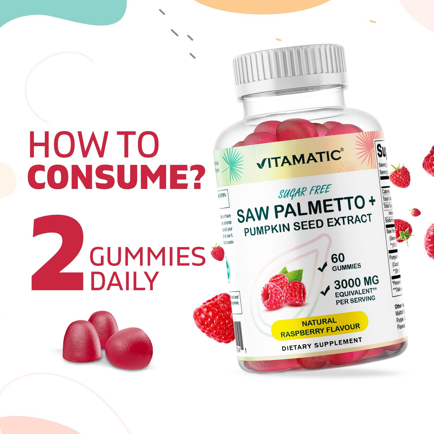 Sugar Free Saw Palmetto with Pumpkin Seed 3000 mg - 60 Gummies