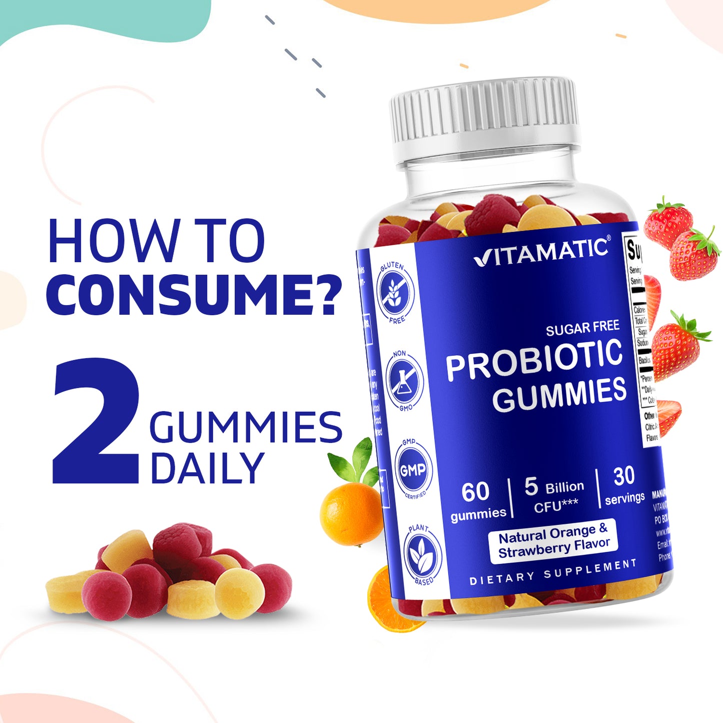 Sugar Free Probiotic 5 Billion - 60 Vegan Gummies