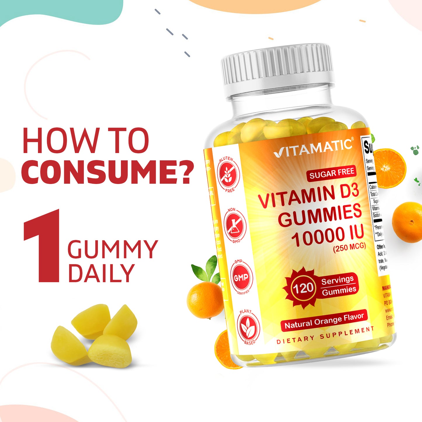Sugar Free Vitamin D3 10000 IU 120 Gummies