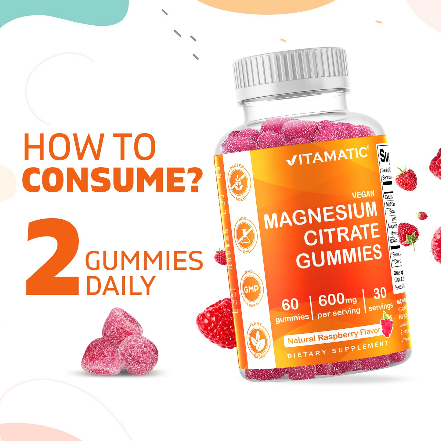 Magnesium Citrate 600mg 60 Vegan Gummies