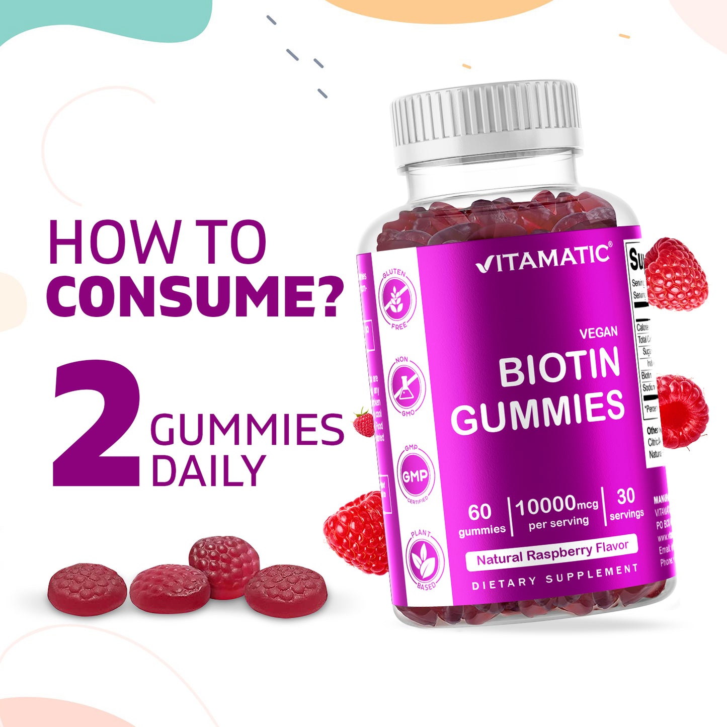 Biotin 10,000 mcg 60 Vegan Gummies