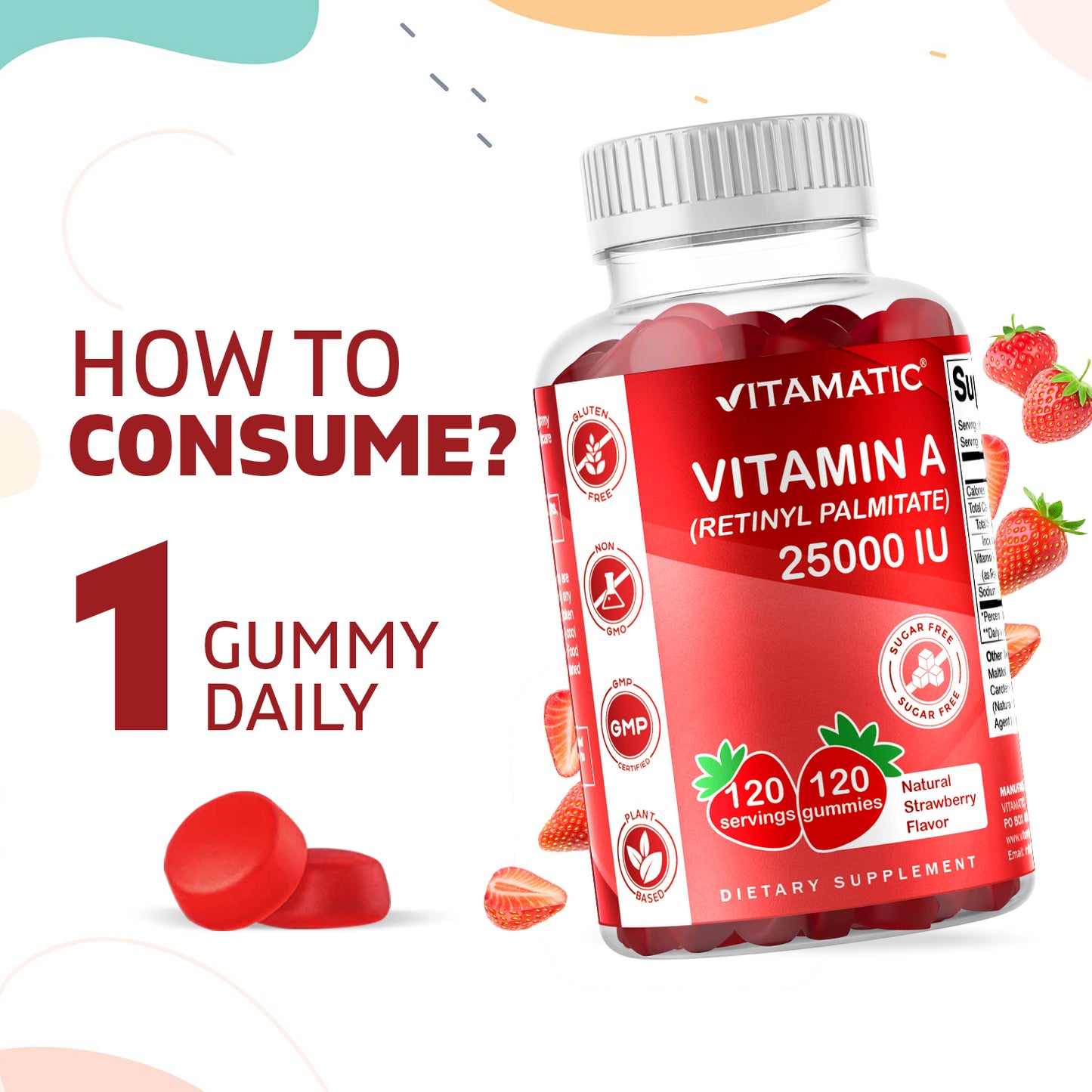 Sugar Free Vitamin A 25000 IU - 120 Gummies