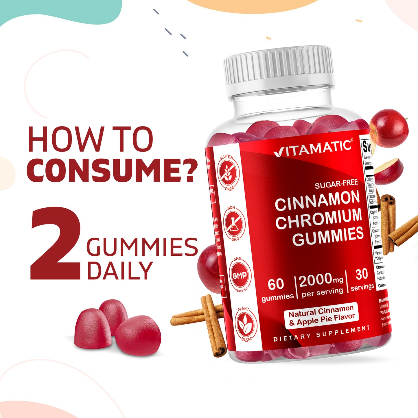 Sugar Free Cinnamon with Chormium 60 Gummies