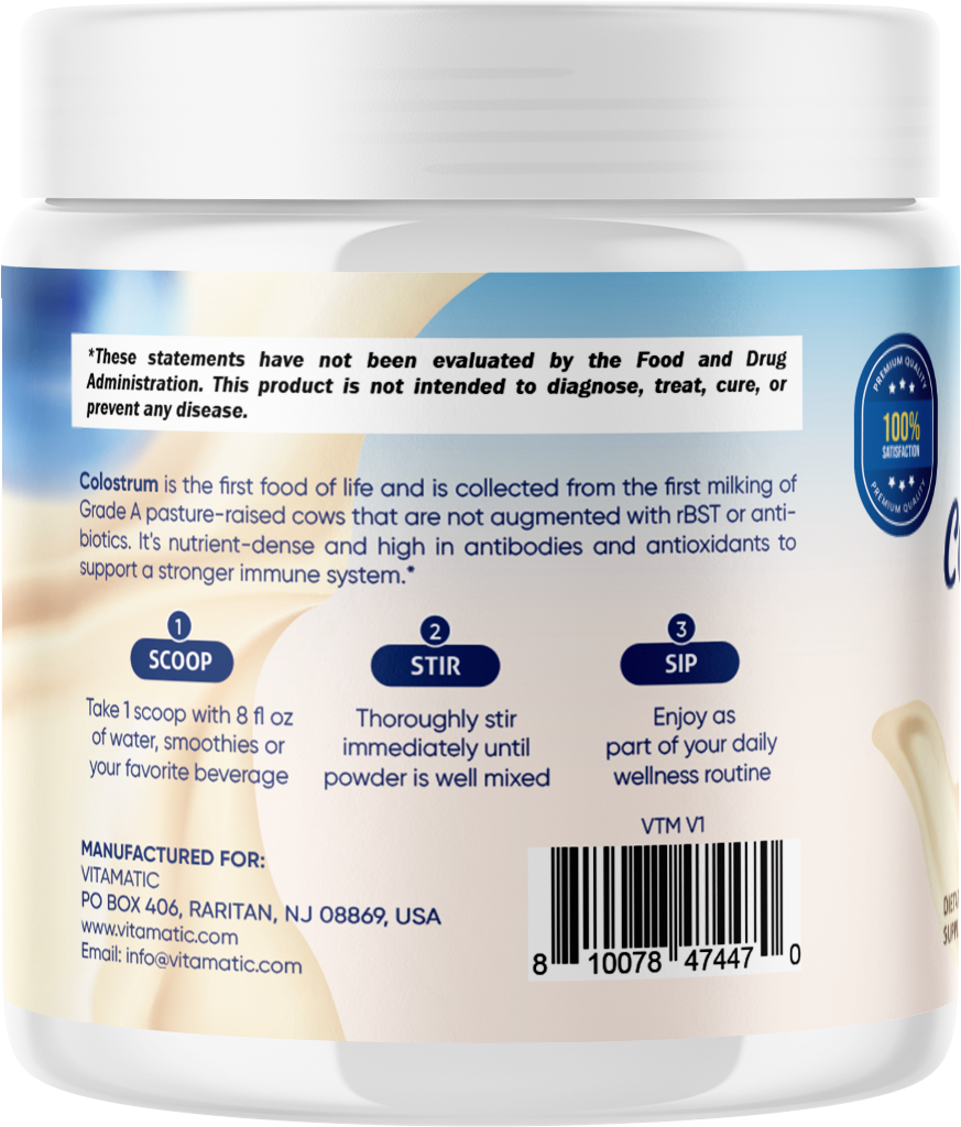 Bovine Colostrum 30% IgG Vanilla Flavored Powder